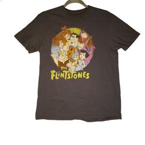 The Flintstones Cartoon Graphic T-Shirt 80's TV Show Gray Cotton Mens Sz Medium